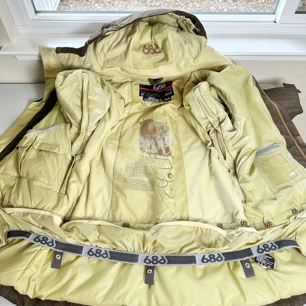 686 ACC Michael Akira West Mens M Snowboard‎ Ski Jacket Brown Heavy The Tiger - Picture 6 of 9
